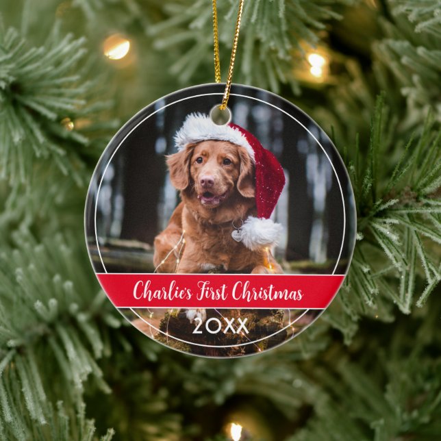 Pet's First Christmas In Forever Home Ceramic Orna Ceramic Ornament (Tree)