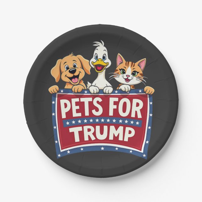 Pets For Trump Cats Maga Dogs Election Paper Plate (Front)