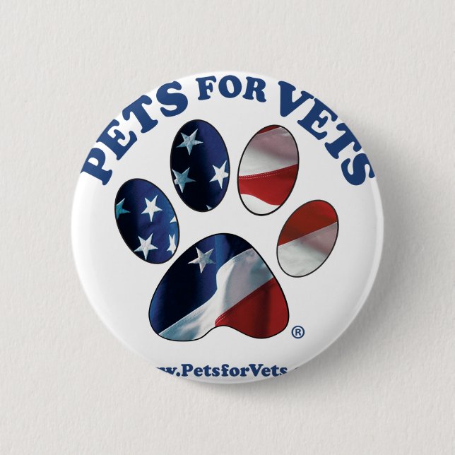 Pets for Vets 2 Inch Round Button (Front)