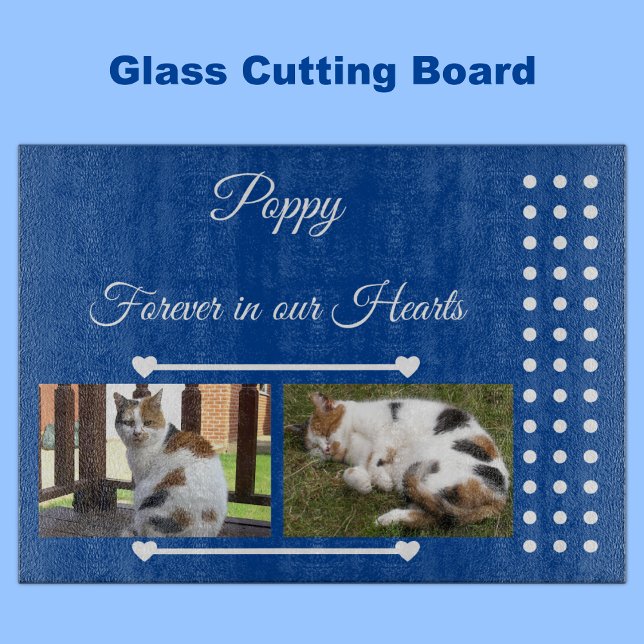Pets Forever deep blue and white photo glass Cutting Board (Creator Uploaded)