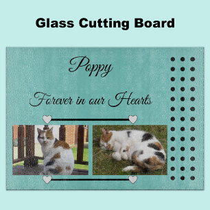 Pets Forever mint and black photo glass Cutting Board
