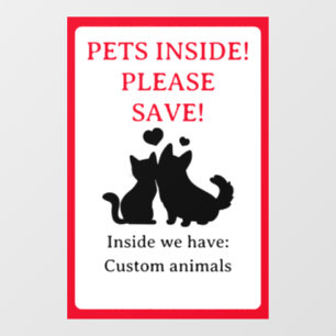 Pets Inside House Sticker, Window Cling