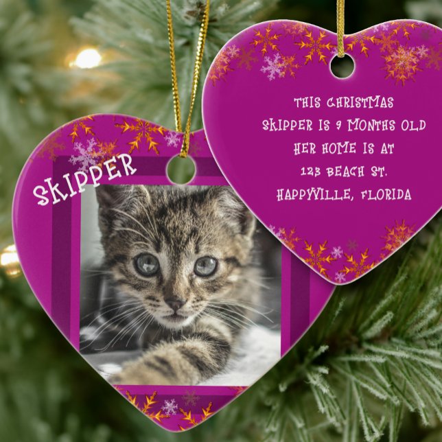 Pets Keepsake Photo Heart Christmas Ceramic Ornament (Creator Uploaded)