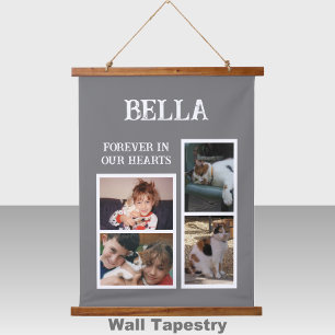 Pets memorial 4 photo forever grey white hanging tapestry