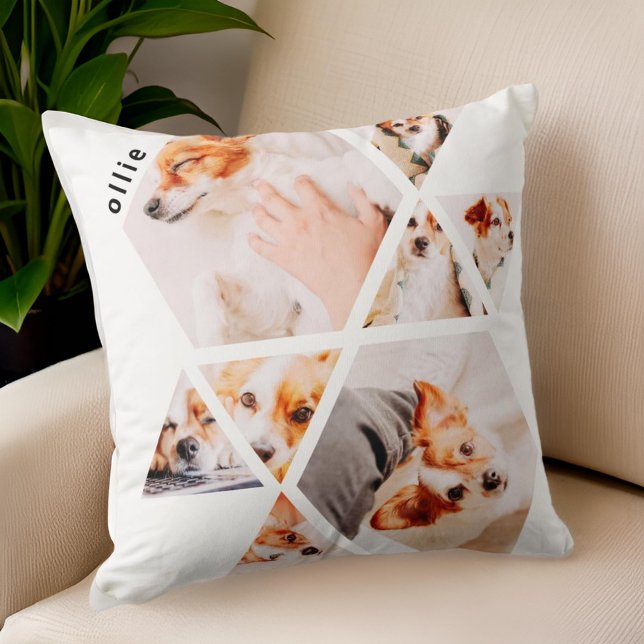 Pets Modern Shapes Geometric 8 Collage Photo Throw Pillow (Creator Uploaded)