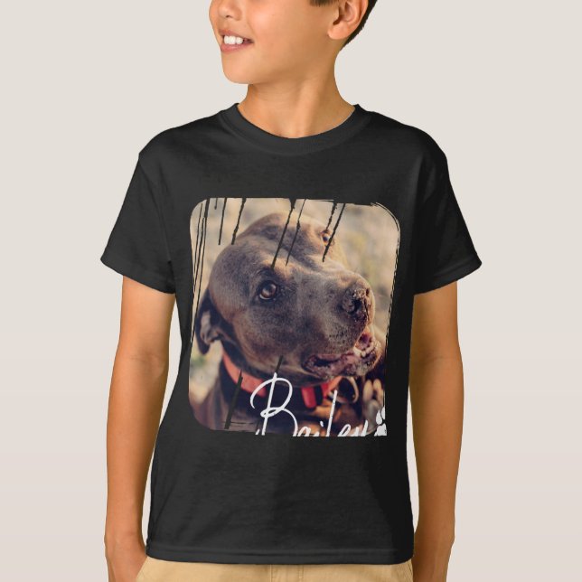 Pets Modern Simple Cool Nge Name And Photo  T-Shirt (Front)