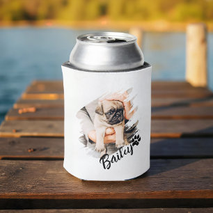 Pet's Modern Simple Cool Typography Name and Photo Can Cooler