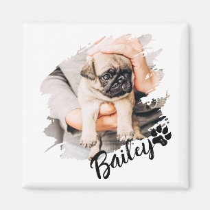 Pet's Modern Simple Cool Typography Name and Photo Magnet