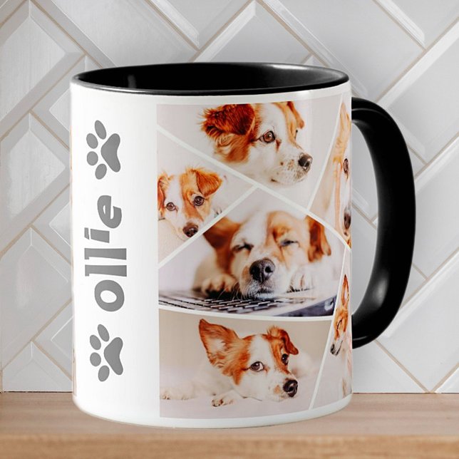 Pets Modern Simple Custom 6 Images Collage Photo Two-Tone Coffee Mug (Creator Uploaded)