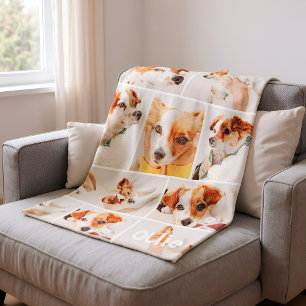 Pets Modern Simple Custom 7 Images Collage Fleece Blanket