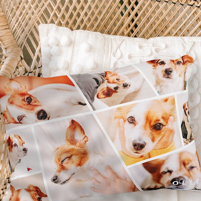 Pets Modern Simple Custom 9 Photos Collage Accent Pillow (Creator Uploaded)