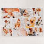 Pets Modern Simple Custom 9 Photos Collage Jigsaw Puzzle<br><div class="desc">Add nine (9) custom photos of your pet and pet's name. Add your photos and if needed,  unmask the group of photo and frame,  adjust the image against the frame,  then click mask.</div>