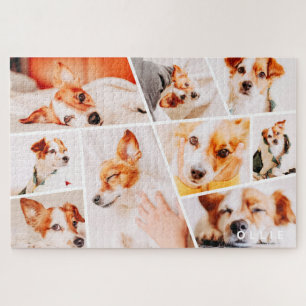 Pets Modern Simple Custom 9 Photos Collage Jigsaw Puzzle
