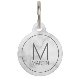 Pet's Name and Monogram with Owner's Contact Info Pet Tag