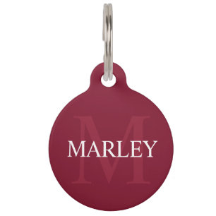 Pet's Name and Monogram with Owner's Contact Info Pet Tag