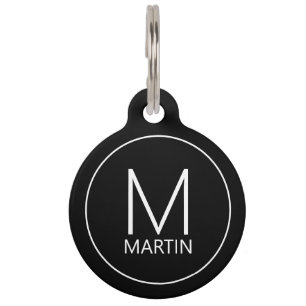 Pet's Name and Monogram with Owner's Contact Info  Pet Tag