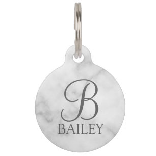 Pet's Name, Monogram with Owner's Contact QR code Pet Tag