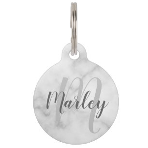 Pet's Name, Monogram with Owner's Contact QR Code Pet Tag
