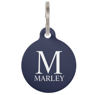 Pet's Name, Monogram with Owner's Contact QR code Pet Tag