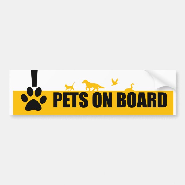 PETS ON BOARD BUMPER STICKER (Front)