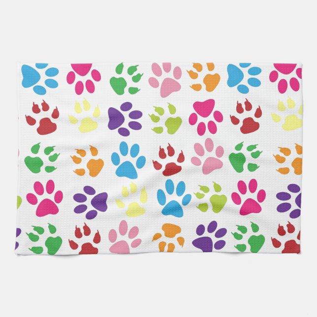 Pets paw print pattern kitchen towel (Horizontal)