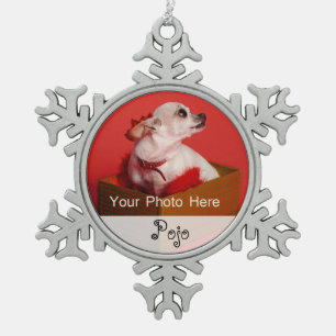 Pet's Photo Christmas Snowflake Pewter Christmas Ornament