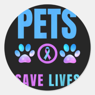 Pets Save Lives Emotional Support Animal Pet Mom Classic Round Sticker