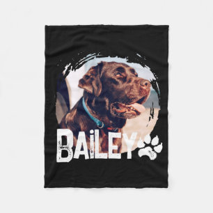 Pets Simple Modern Cool Nge Name And Photo  Fleece Blanket