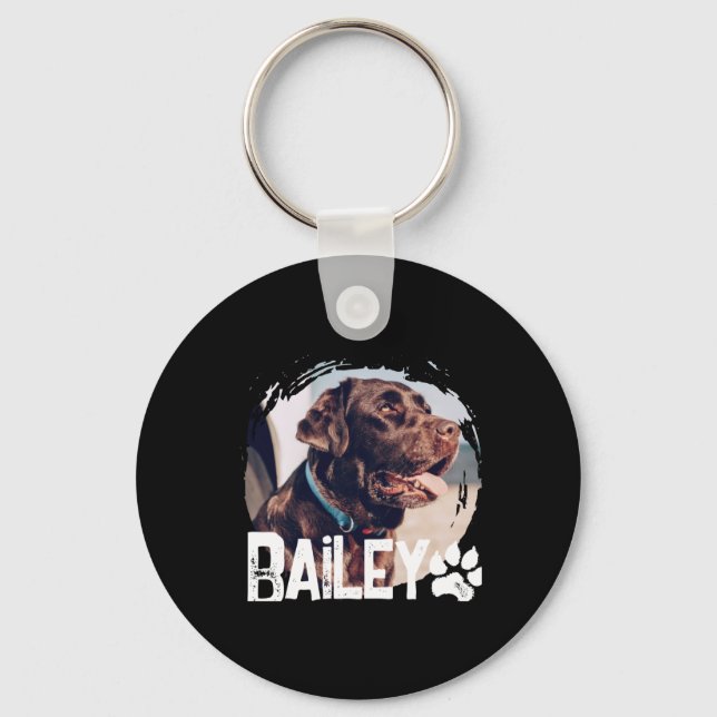 Pets Simple Modern Cool Nge Name And Photo T Shirt Keychain (Front)