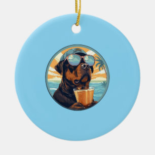 Pet's Simple Modern Cool Typography Name and Photo Ceramic Ornament
