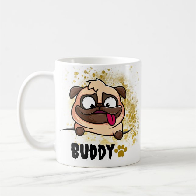 Pet's Simple Modern Cool Typography Name and Photo Coffee Mug (Left)
