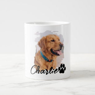 Pet's Simple Modern Cool Typography Name and Photo Large Coffee Mug