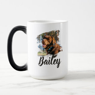 Pet's Simple Modern Cool Typography Name and Photo Magic Mug