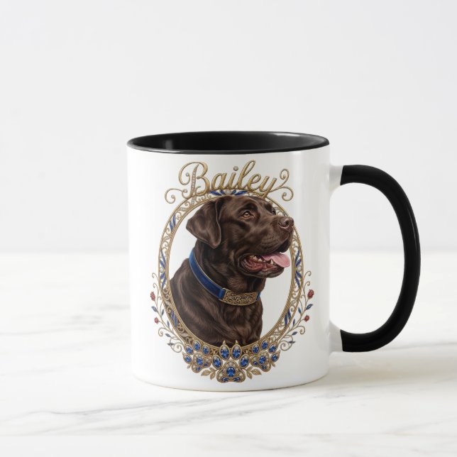 Pet's Simple Modern Cool Typography Name and Photo Mug (Right)