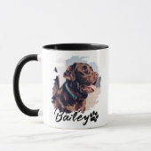 Pet's Simple Modern Cool Typography Name and Photo Mug (Left)