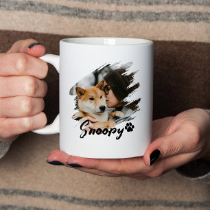 Pet's Simple Modern Cool Typography Name and Photo Mug