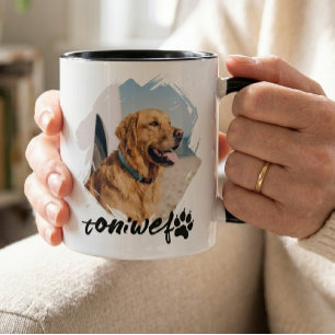 Pet's Simple Modern Cool Typography Name and Photo Mug