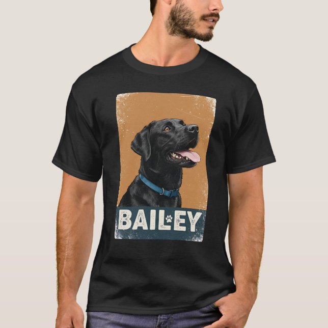 Pet's Simple Modern Cool Typography Name and Photo T-Shirt (Front)