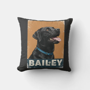 Pet's Simple Modern Cool Typography Name and Photo Throw Pillow