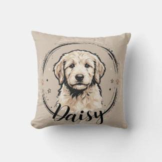 Pet's Simple Modern Cool Typography Name and Photo Throw Pillow