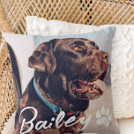 Pet's Simple Modern Cool Typography Name and Photo Throw Pillow<br><div class="desc">This simple and modern design is composed of modern simple playful script typography. Add custom pet photo.</div>
