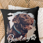 Pet's Simple Modern Cool Typography Name and Photo Throw Pillow<br><div class="desc">This simple and modern design is composed of modern simple playful script typography. Add custom pet photo.</div>