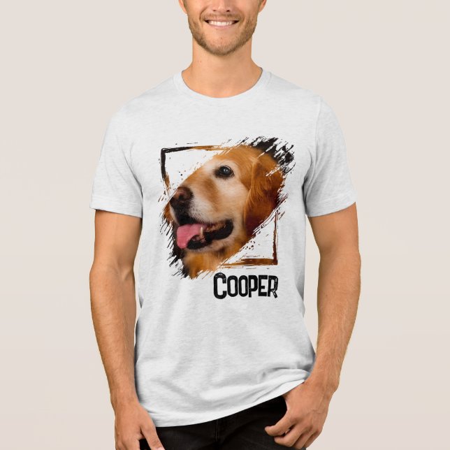 Pet's Simple Modern Cool Typography Name and Photo Tri-Blend Shirt (Front)