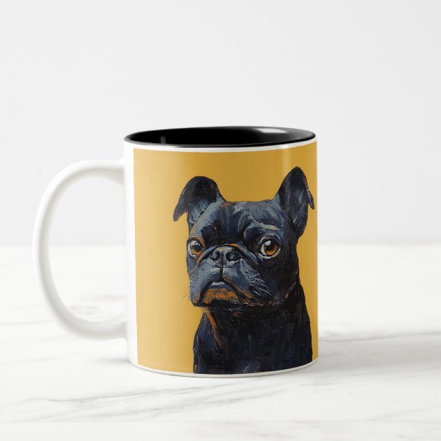 Pet's Simple Modern Cool Typography Name and Photo Two-Tone Coffee Mug (Left)