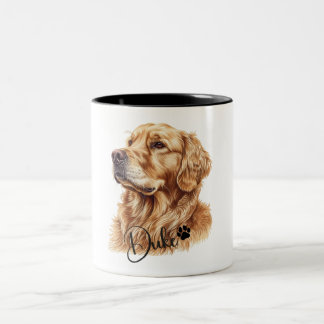 Pet's Simple Modern Cool Typography Name and Photo Two-Tone Coffee Mug
