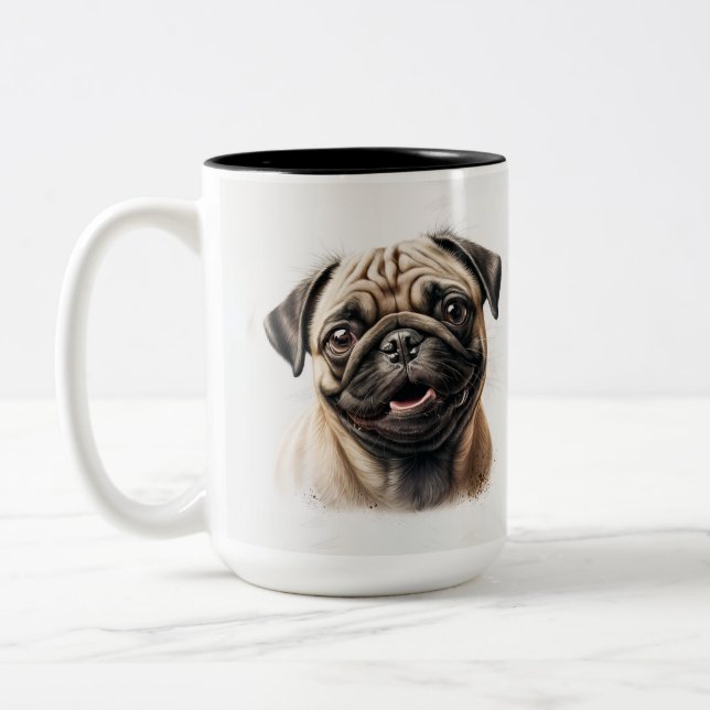 Pet's Simple Modern Cool Typography Name and Photo Two-Tone Coffee Mug (Left)