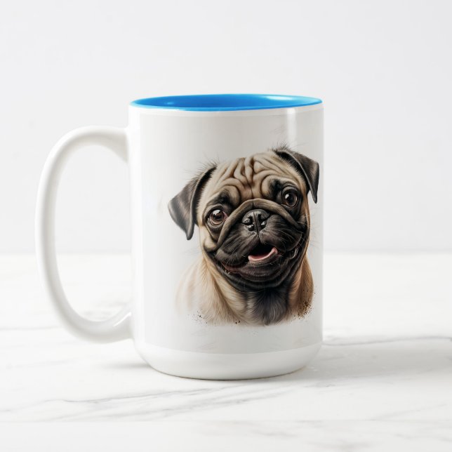 Pet's Simple Modern Cool Typography Name and Photo Two-Tone Coffee Mug (Left)