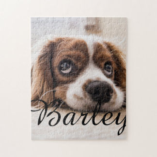 Pet's Simple Modern Elegant Chic Name and Photo  Jigsaw Puzzle