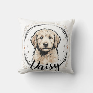 Pet's Simple Modern Elegant Chic Name and Photo Throw Pillow