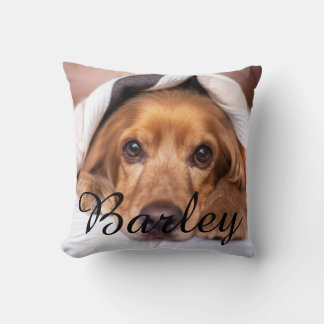Pet's Simple Modern Elegant Chic Name and Photo  Throw Pillow